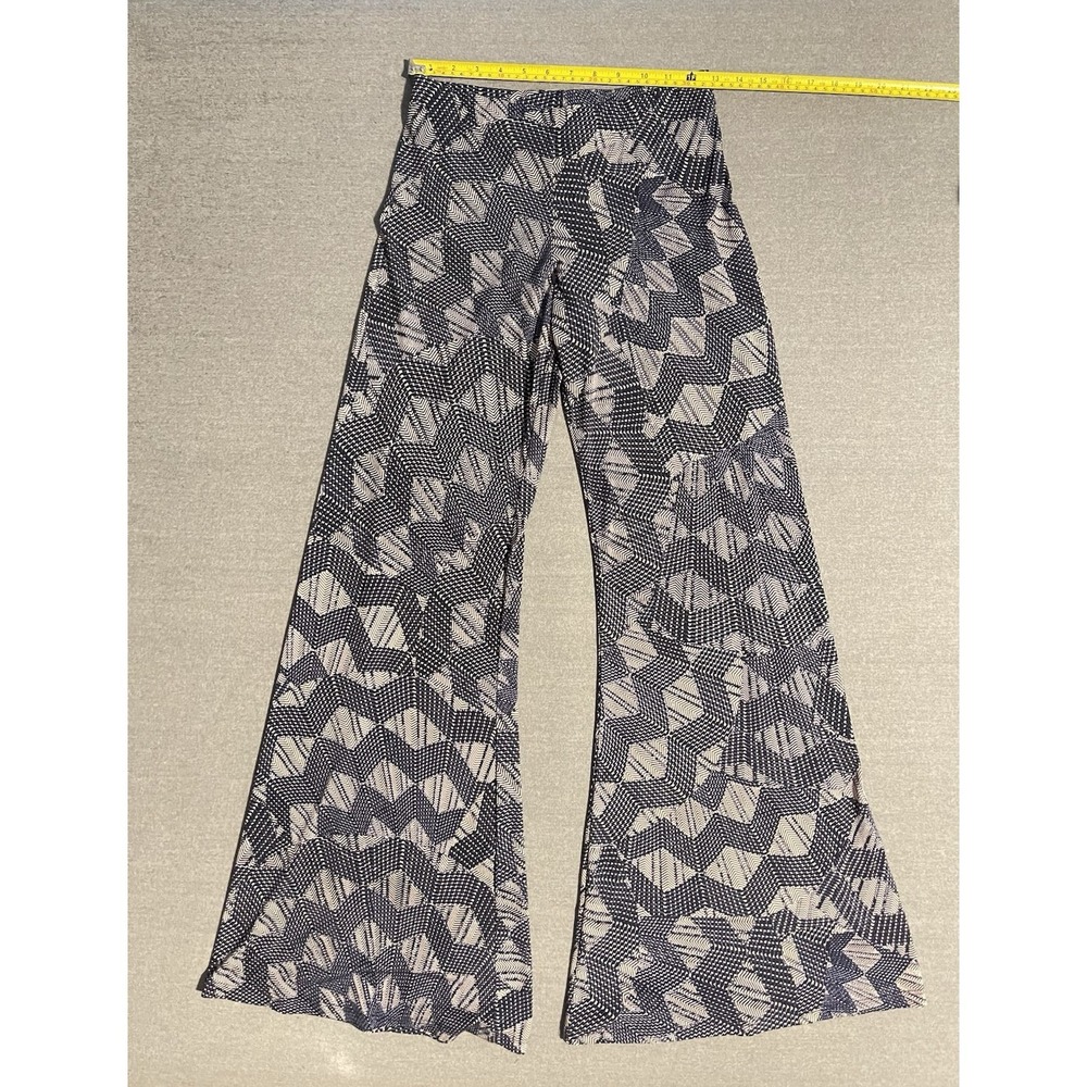 Veronica M XS Geometric Bell Bottom Flare Pants Boho Stretch Wide Leg